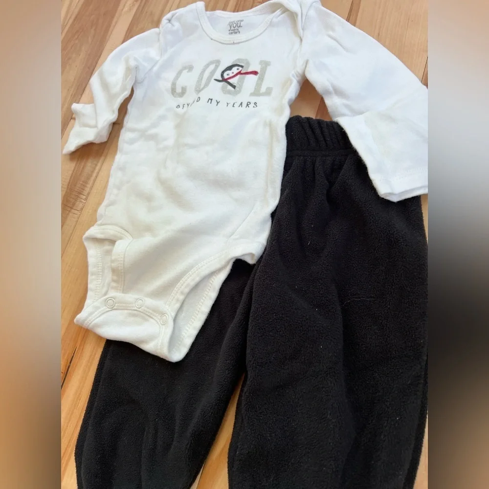 Carter's White Black Kids Matching Set Fleece